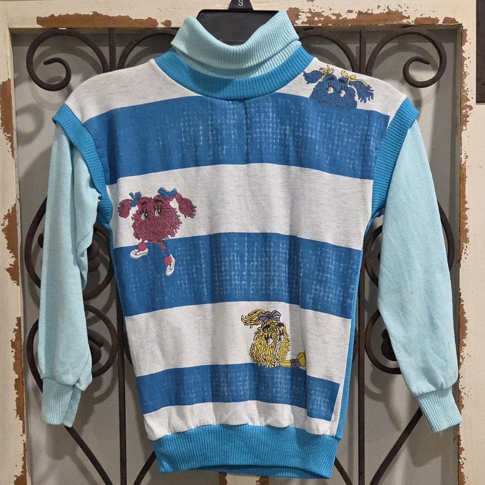 Vintage McKids McDonald's Girls Size 5 Character Striped Turtleneck Top USA